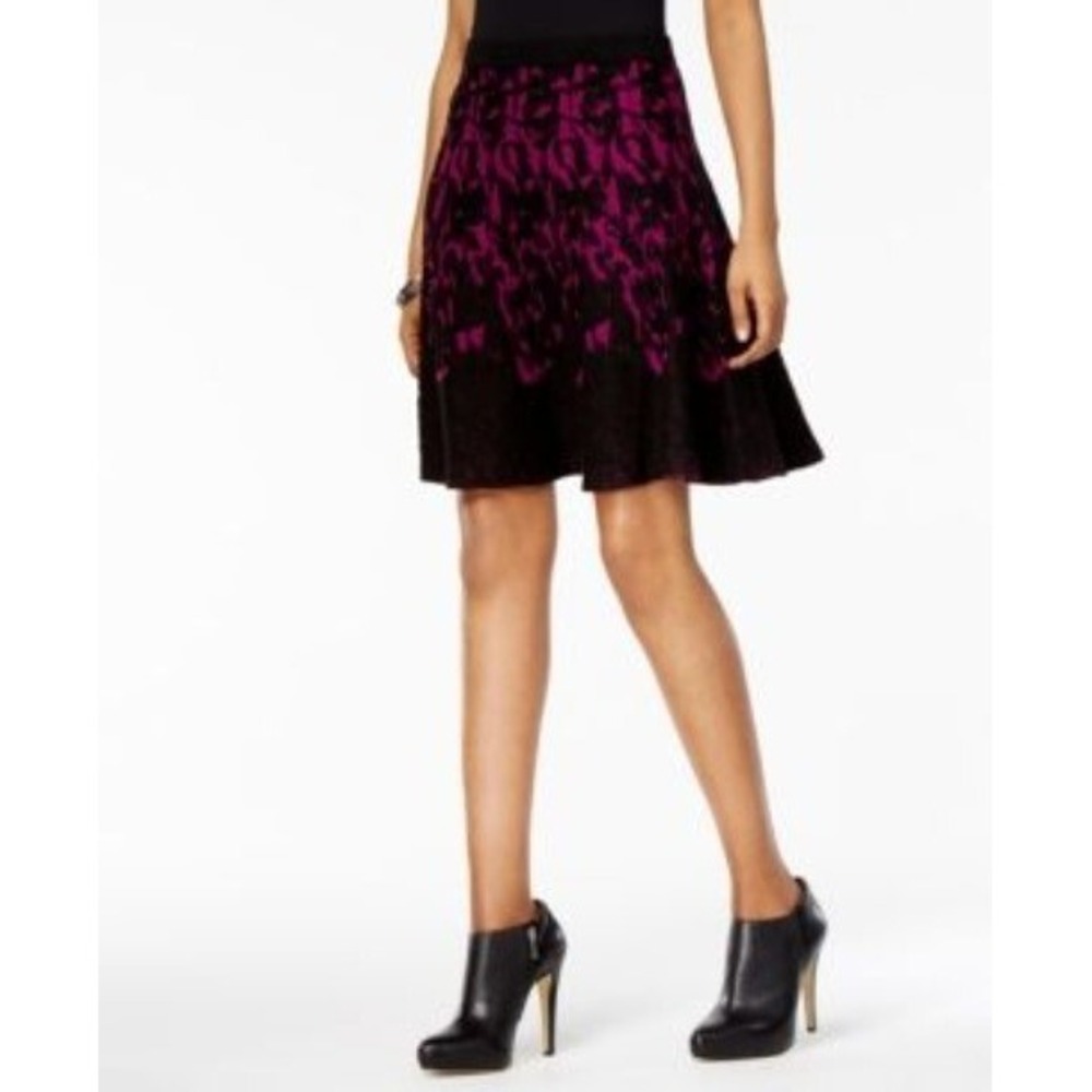 Grace Elements Womens Above Knee Printed Flare Skirt, XL, Purple/black